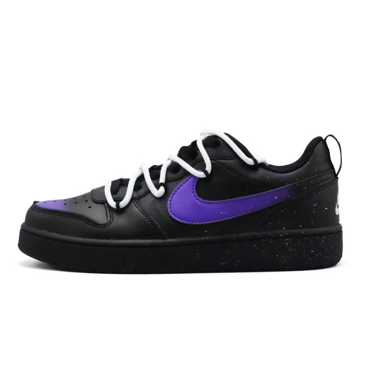 Nike Nike Court Borough Black Purple Star Synthetic Leather, Leather Slip Resistant Slip Resistant Low top