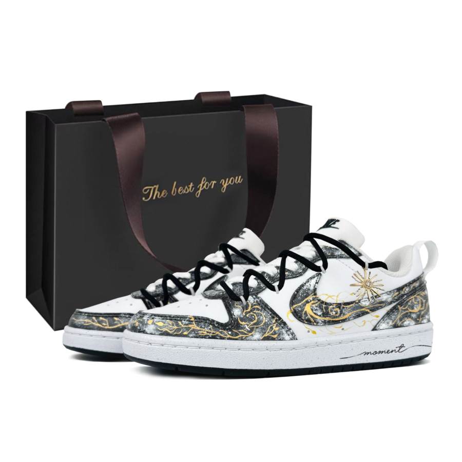 Nike Nike Court Borough Golden Pattern Sunday Low top Skateboard Shoes Gold Kids'