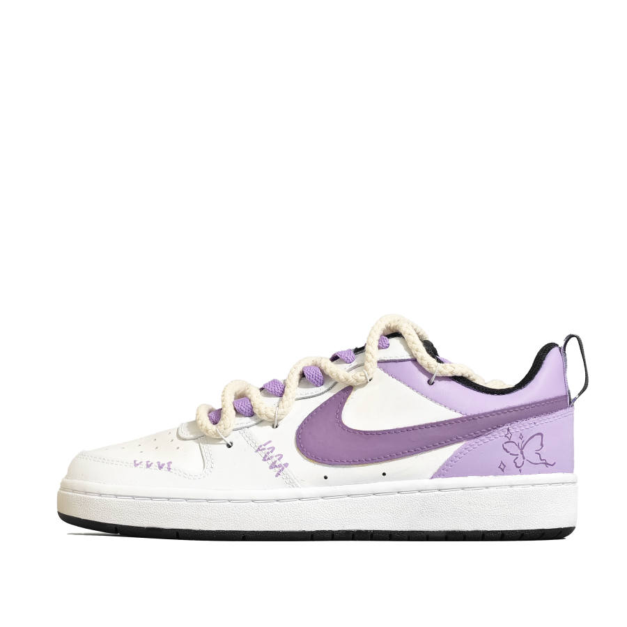 Nike Nike Court Borough Purple Butterfly Leather Low top Kids' Skateboarding Shoes Purple