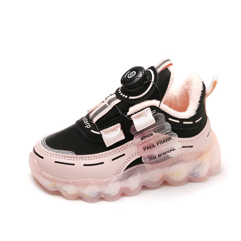 ZIJIAN Rotating Button Shoes Fleece Lined Thermal Insulated Shoes Waterproof Slip Resistant