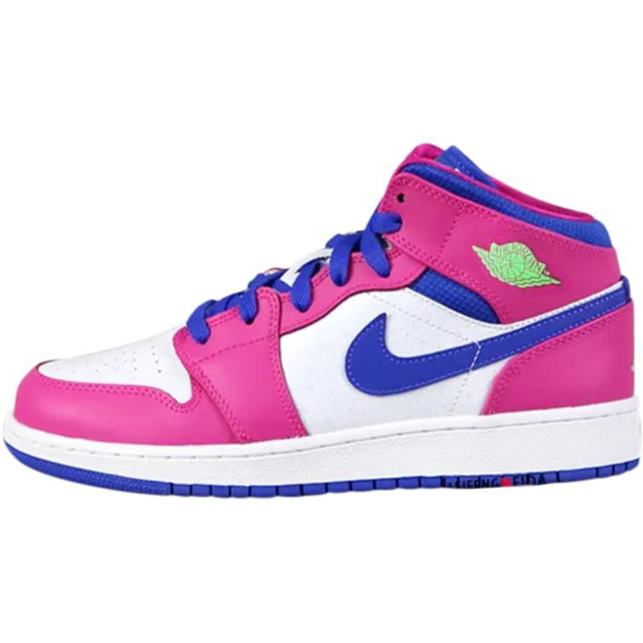 Jordan Jordan Air Jordan 1 Mid top Basketball Shoes Pink White Blue Unisex