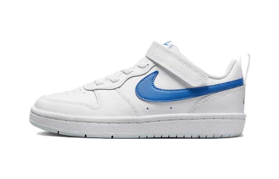 Nike Nike Court Borough Low 2 PS Comfortable Anti Kick Cushioning Low top Kids' Skateboarding Shoes White Blue Kids'