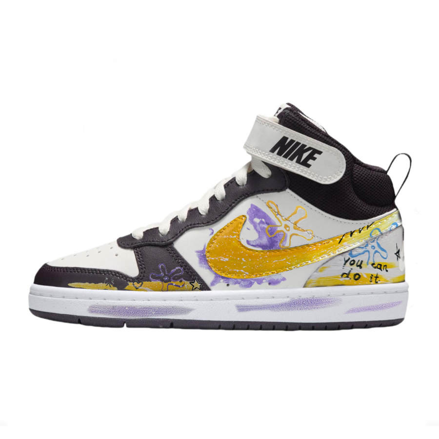 Nike Nike Court Borough Party Leather Slip Resistant Abrasion Resistant Balance Mid top Kids' Skateboarding Shoes