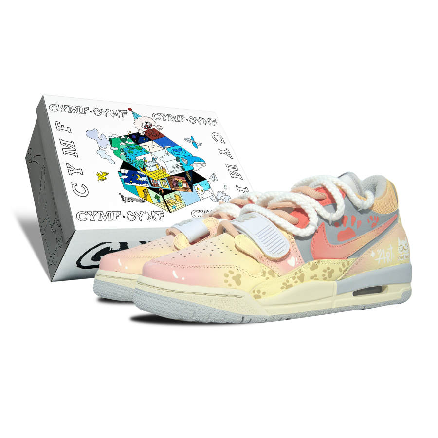 Jordan Jordan Legacy 312 Synthetic Leather Slip Resistant Cushioning Low top Children's Basketball Shoes Yellow Pink Teenagers