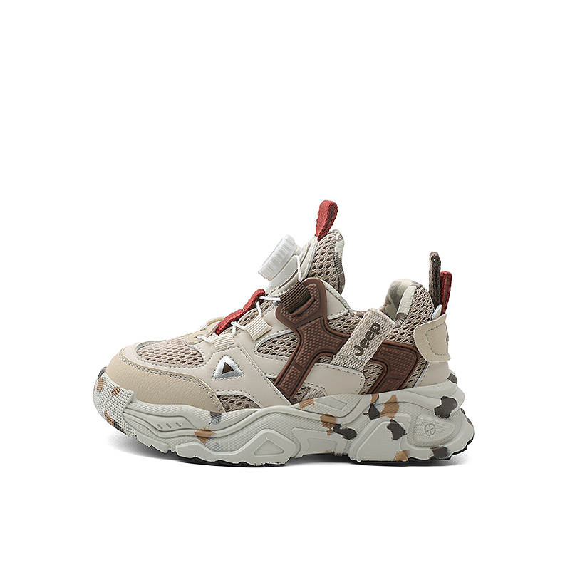 Jeep Synthetic Leather Abrasion Resistant Low top Kids Lifestyle Shoes Camouflage Brown Kids'
