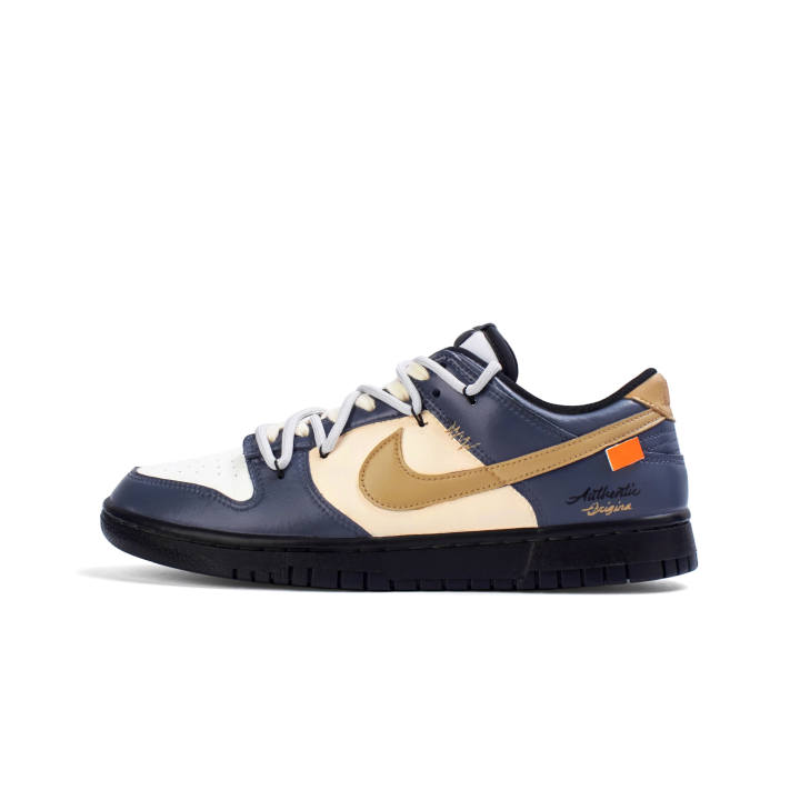 Nike Nike Dunk Blue Gold Prologue Leather Slip Resistant Lightweight Cushioning Low top Kids' Skateboarding Shoes Black