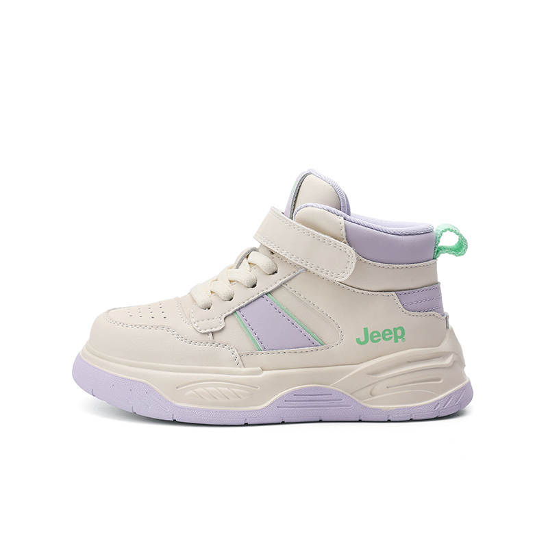 Jeep Trendy Mid top Kids' Skateboarding Shoes Beige Purple Kids'