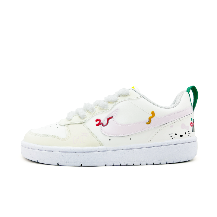 Nike Nike Court Borough Strawberry Pudding Cat Slip Resistant Breathable Low top Kids' Skateboarding Shoes Light Yellow