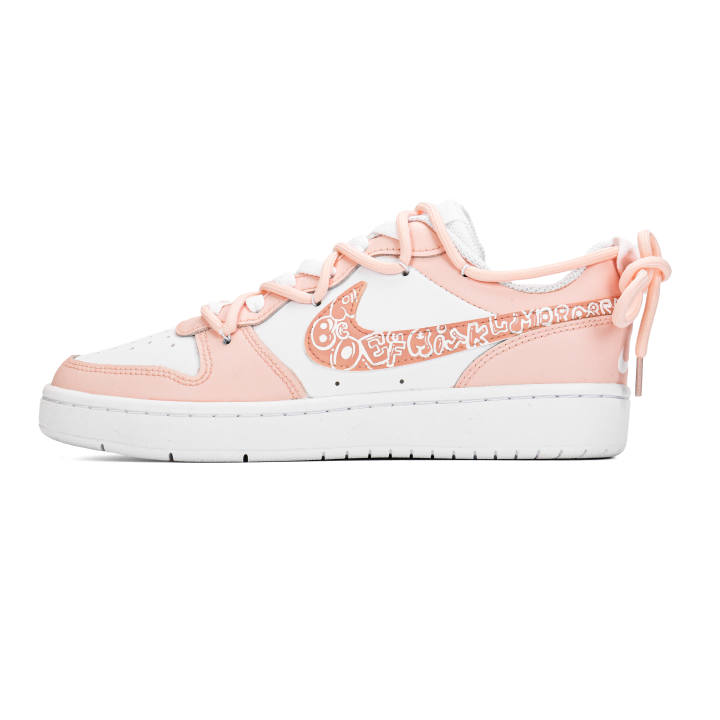 Nike Nike Court Borough Soft Pink Cute Note Leather Slip Resistant Abrasion Resistant Cushioning