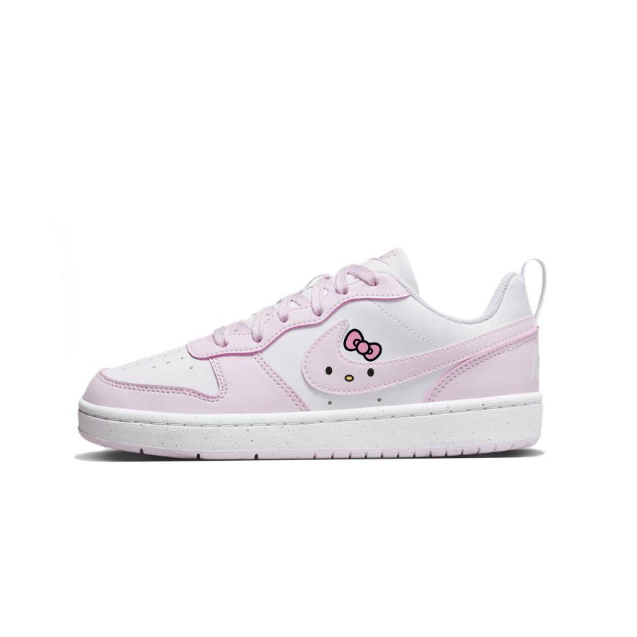 Nike Nike Court Borough Low Synthetic Leather Low top Kids' Skateboarding Shoes White Pink Teenagers
