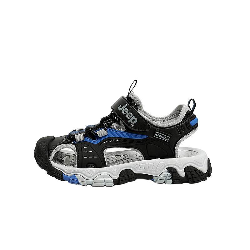 Jeep Synthetic Leather Cushioning Breathable Cushioning Breathable Children's Sandals Black Blue Kids'