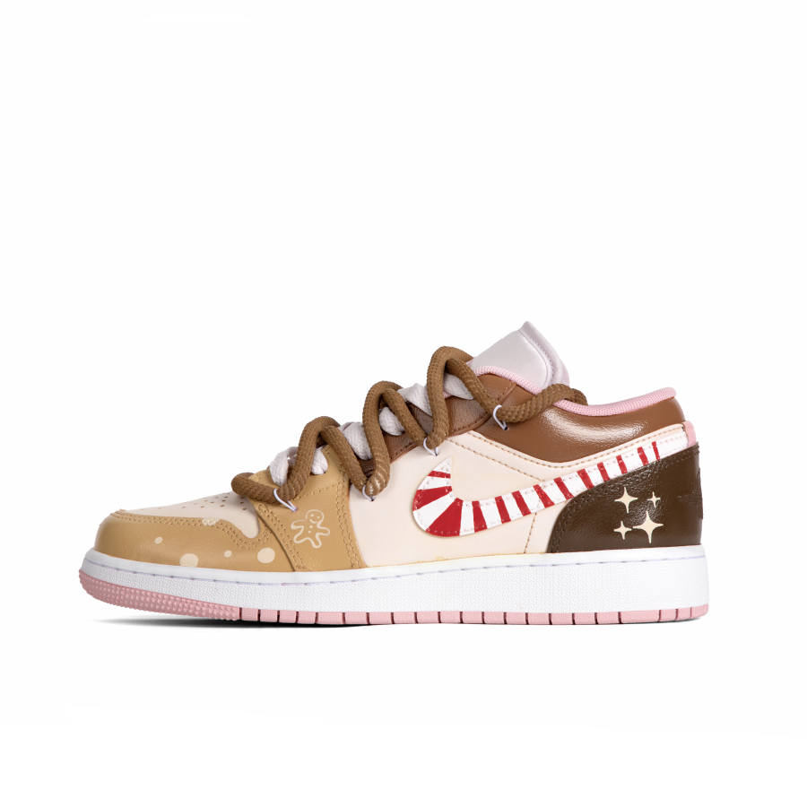 Jordan Jordan Air Jordan 1 Gingerbread Sweet Dream Low top Children's Basketball Shoes Pink Unisex