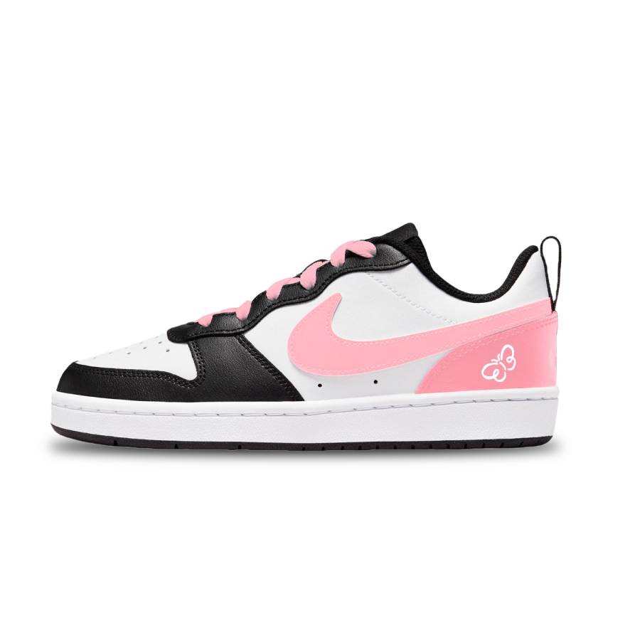 Nike Nike Court Borough Pink Butterfly Leather Abrasion Resistant Low top Kids' Skateboarding Shoes Unisex