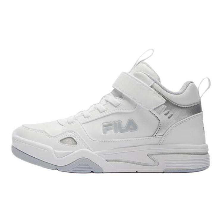 FILA KIDS Slip Resistant Abrasion Resistant Mid top Kids Lifestyle Shoes White Gray Teenagers