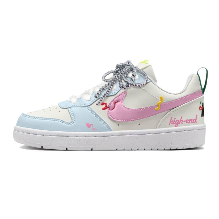 Nike Nike Court Borough Slip Resistant Abrasion Resistant Low top Kids' Skateboarding Shoes Sky Blue Teenagers