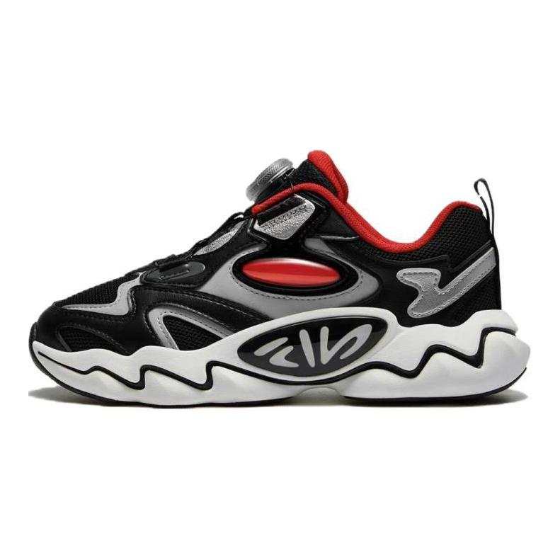 FILA KIDS Fleece Lined Thermal Slip Resistant Cushioning Low top Kids' Running Shoes Black/Fire Red Teenagers
