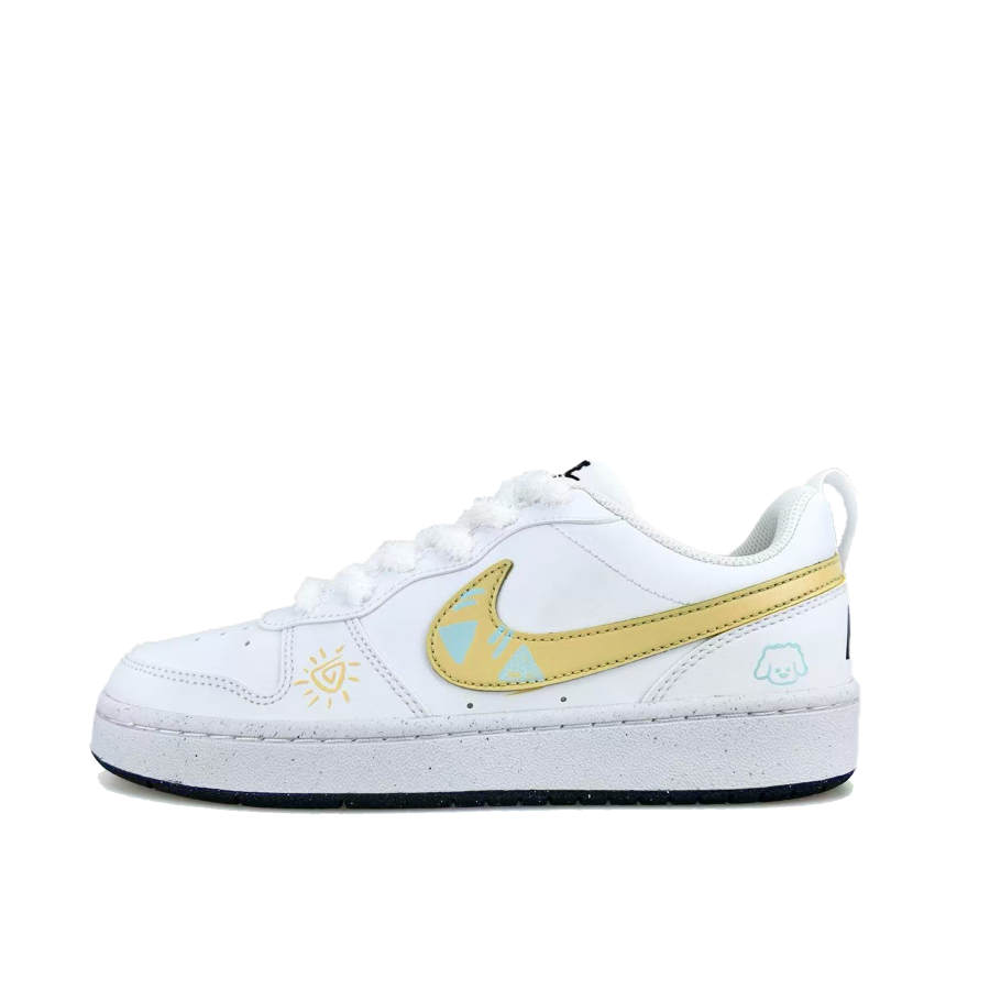 Nike Nike Court Borough Yellow Cute Dog Cushioning, Wear Resistant Low top Kids' Skateboarding Shoes Light Blue Yellow