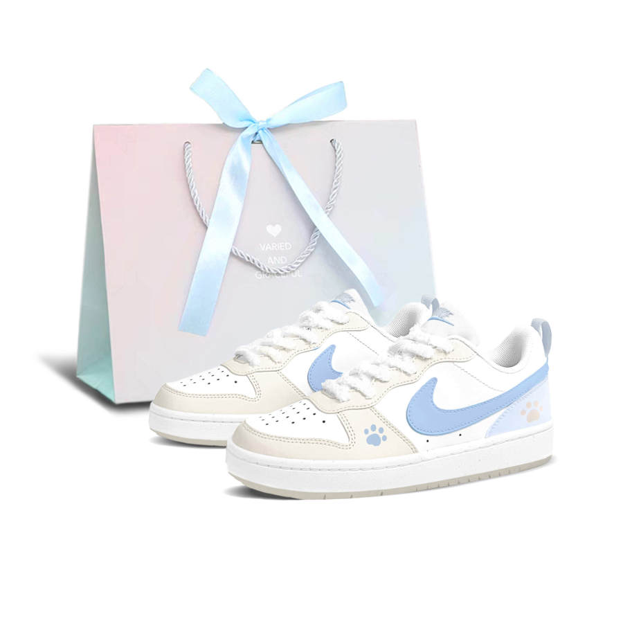 Nike Nike Court Borough Slip Resistant Abrasion Resistant Low top Kids' Skateboarding Shoes Cream Teenagers