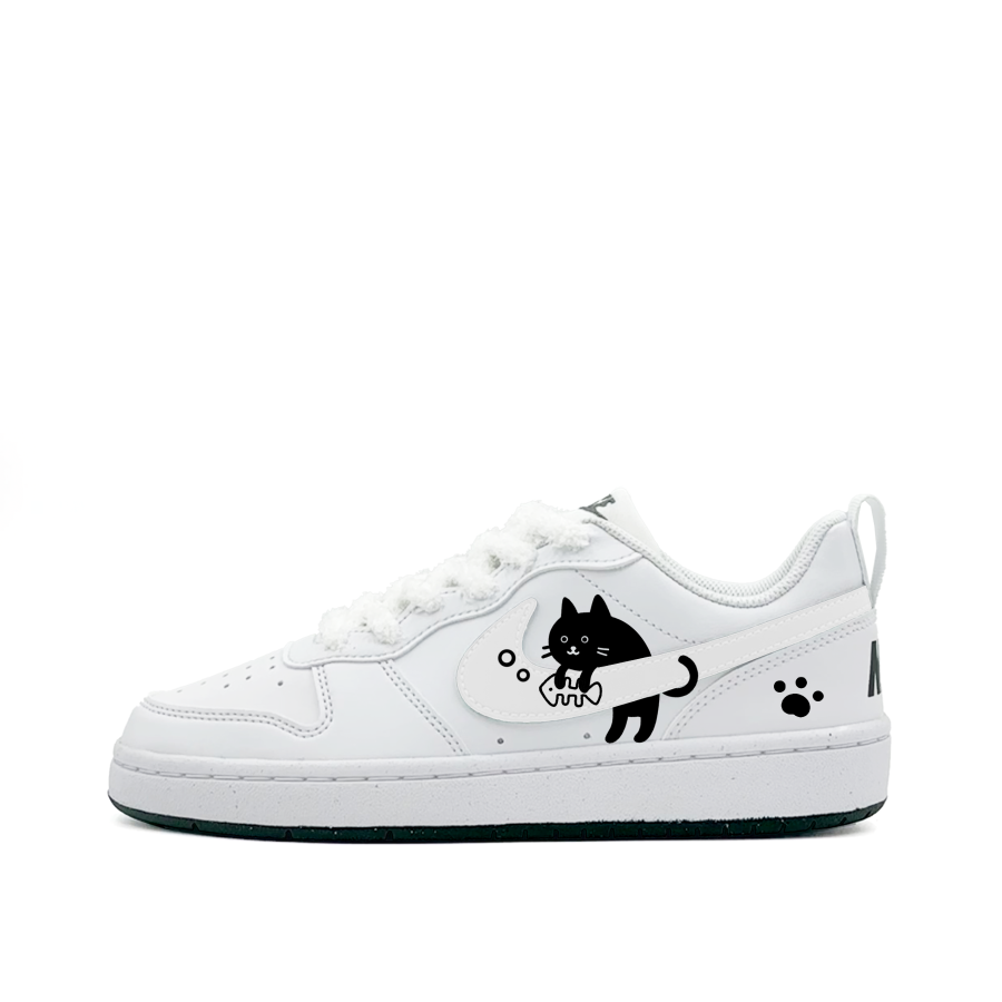 Nike Nike Court Borough Kitten Scratching Fish Synthetic Leather Abrasion Resistant Low top Kids' Skateboarding Shoes