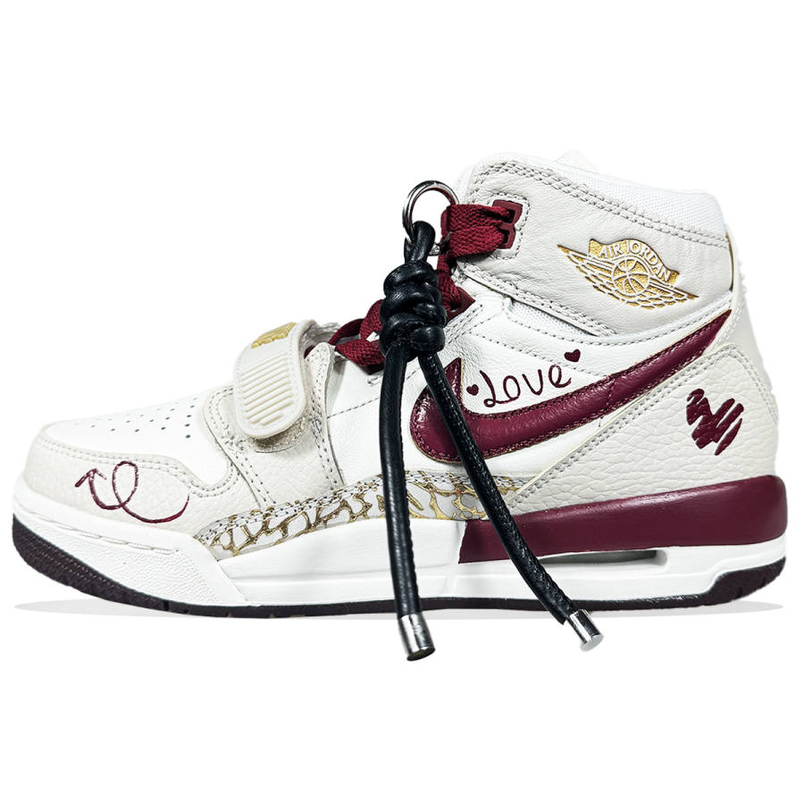 Jordan Jordan Legacy 312 Slip Resistant Abrasion Resistant High top Children's Basketball Shoes Burgundy Teenagers