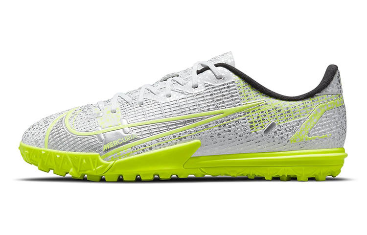 Nike Nike Mercurial Vapor 14 Slip Resistant Cushioning Abrasion Resistant Low top Kids' Soccer Shoes Silver Green Kids'