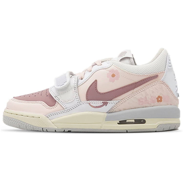 Jordan Teenagers Jordan Legacy 312 White Berry Slip Resistant Abrasion Resistant Low top Children's Basketball Shoes Pink