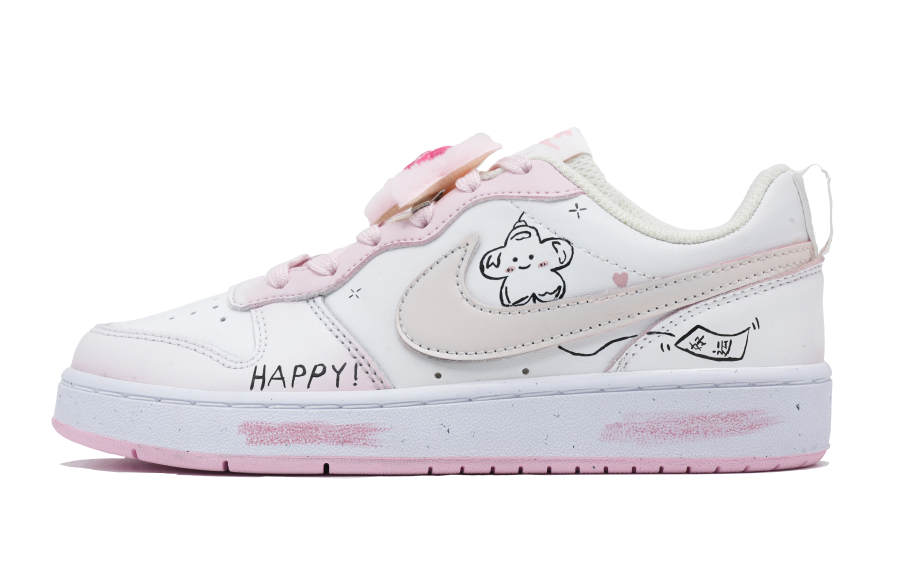 Nike Nike Court Borough Sweetheart Cute Synthetic Leather Slip Resistant Cushioning Abrasion Resistant Low top