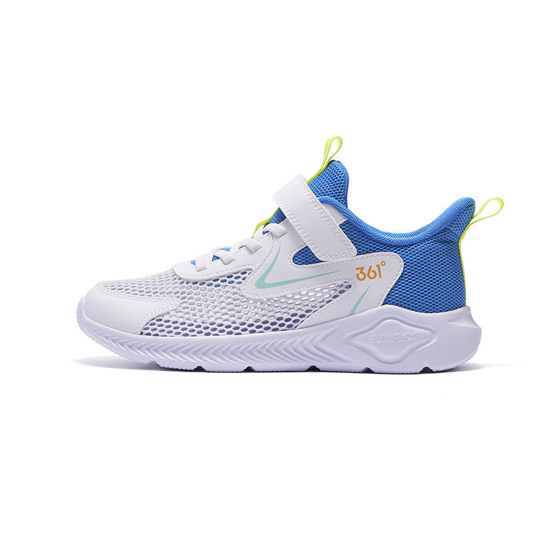 361°KIDS Synthetic Leather, Textile Low top Running Shoes 361 Degrees White/Earthy Blue Teenagers