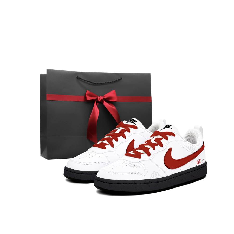Nike Nike Court Borough Low top Kids' Skateboarding Shoes White Red Teenagers