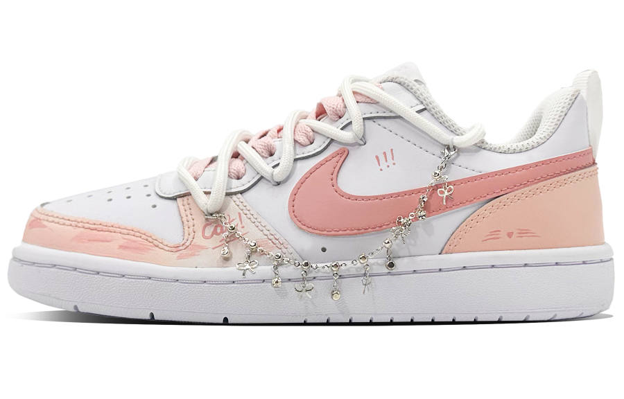 Nike Nike Court Borough Peach Cream Leather Low top Kids' Skateboarding Shoes Pink Teenagers
