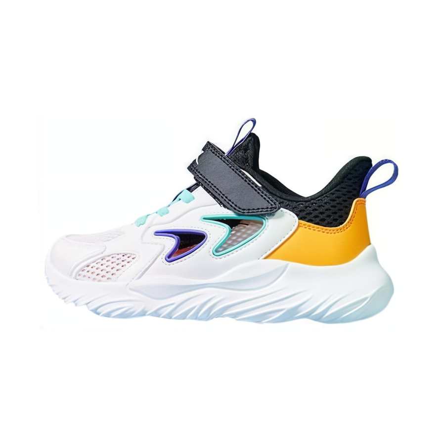 XTEP Comfortable And Breathable Cushioning, Wear Resistant Low top Kids' Running Shoes White Black Orange