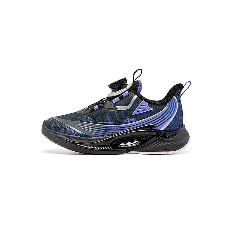 QIAODAN Fabric Cushioning Rebound Low top Kids' Running Shoes Black/Paisley Purple Children Aged 3 7 Years Old