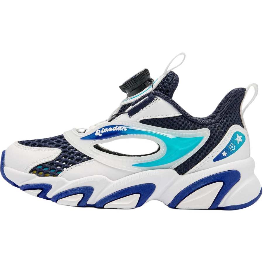 QIAODAN Anti Slip Wear Resistant Low Top Kids Lifestyle Shoes White Blue Children Aged 3 7 Years Old