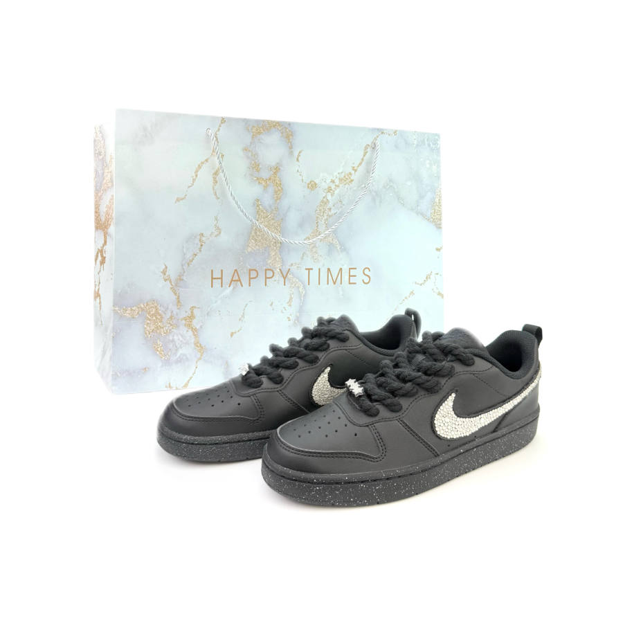 Nike Nike Court Borough Ink Galaxy Leather Slip Resistant Low top Kids' Skateboarding Shoes Black Teenagers