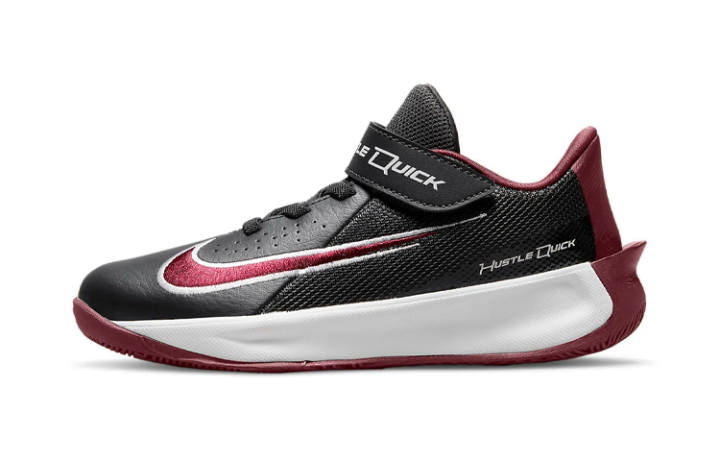 Nike Nike Team Hustle Quick 3 Comfortable Low top Children's Basketball Shoes Black Red Children Aged 3 7 Years Old
