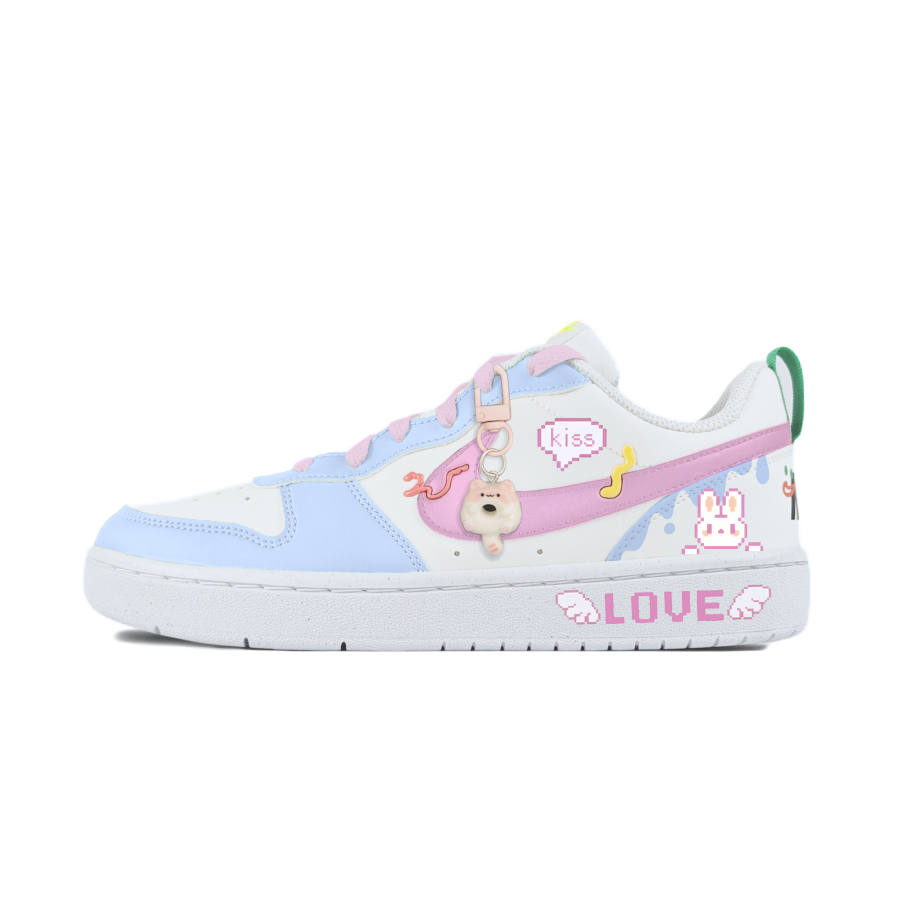 Nike Nike Court Borough Slip Resistant Abrasion Resistant Low top Kids' Skateboarding Shoes White Teenagers