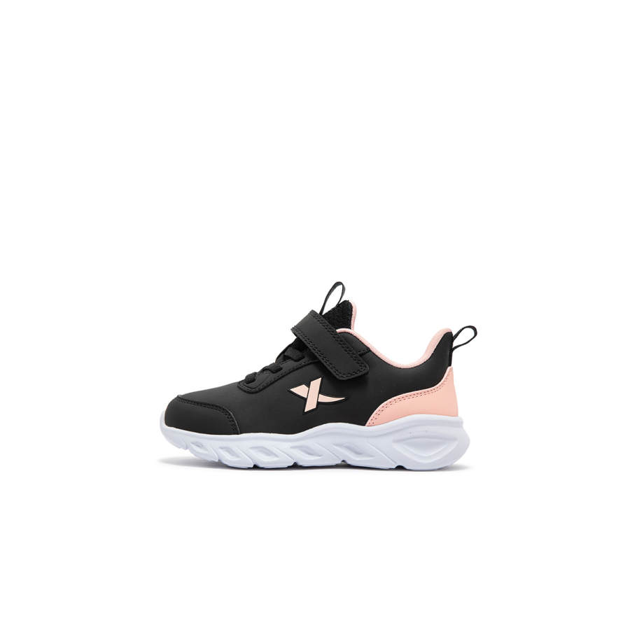 XTEP Slip Resistant Cushioning Low top Kids' Running Shoes Black Pink Children Aged 3 7 Years Old
