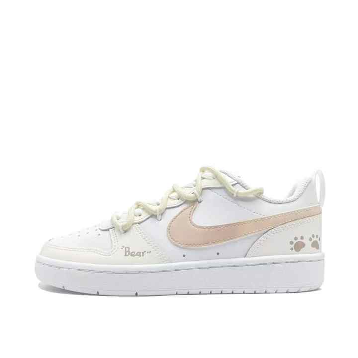 Nike Nike Court Borough Low 2 Leather Slip Resistant Cushioning Abrasion Resistant Low top Skateboard Shoes Yellow White