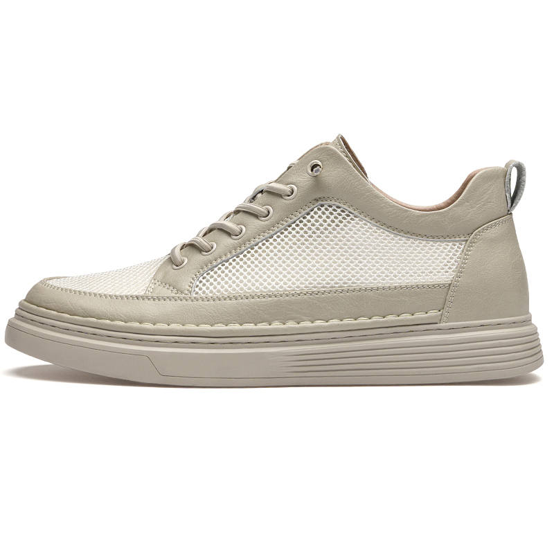 KUDING Mesh Fashion Trend Breathable Height Increasing Low top Skateboard Shoes Men's