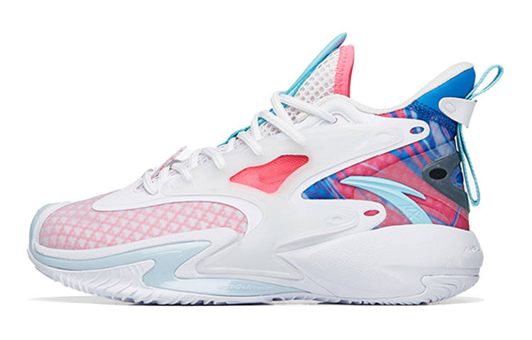 Antakids Basketball Collection Slip Resistant Cushioning Abrasion Resistant Mid top Basketball Shoes White Blue Red