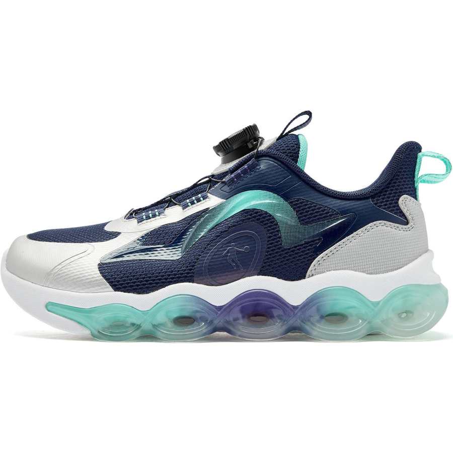 QIAODAN Comfortable Low top Running Shoes Serene Blue/Hatsune Miku Green Teenagers