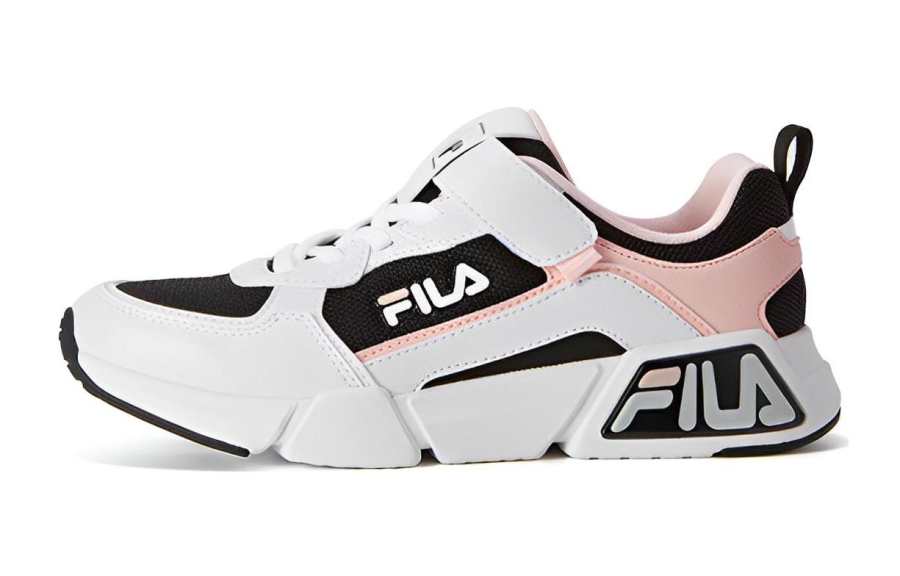 FILA KIDS Mesh Slip Resistant Cushioning Abrasion Resistant Low top Running Shoes Black White Teenagers