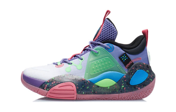 Li-Ning YOUNG Li Ning YOUNG All City 9 V1.5 Cushioning Abrasion Resistant Mid top Basketball Shoes Purple Green Unisex