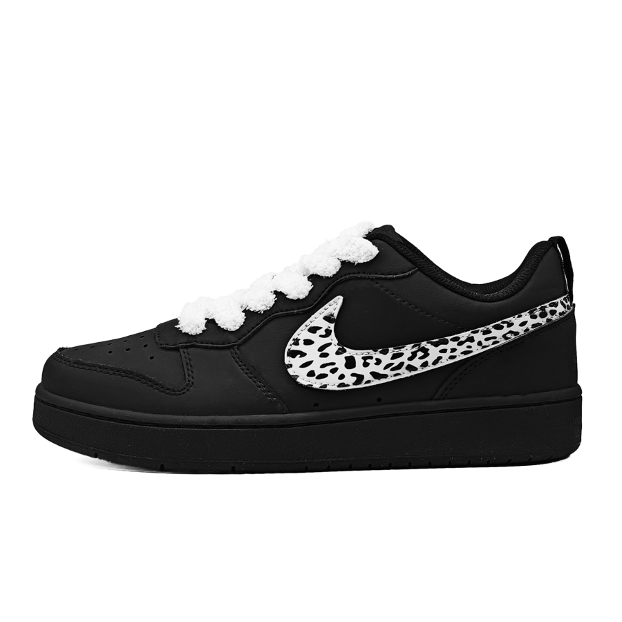 Nike Nike Court Borough Wild Black White Synthetic Leather Slip Resistant Slip Resistant Low top Kids' Skateboarding Shoes