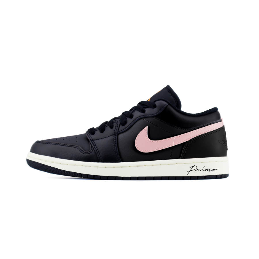 Jordan Jordan Air Jordan 1 Black Pink Leather Abrasion Resistant Low top Children's Basketball Shoes Black Teenagers
