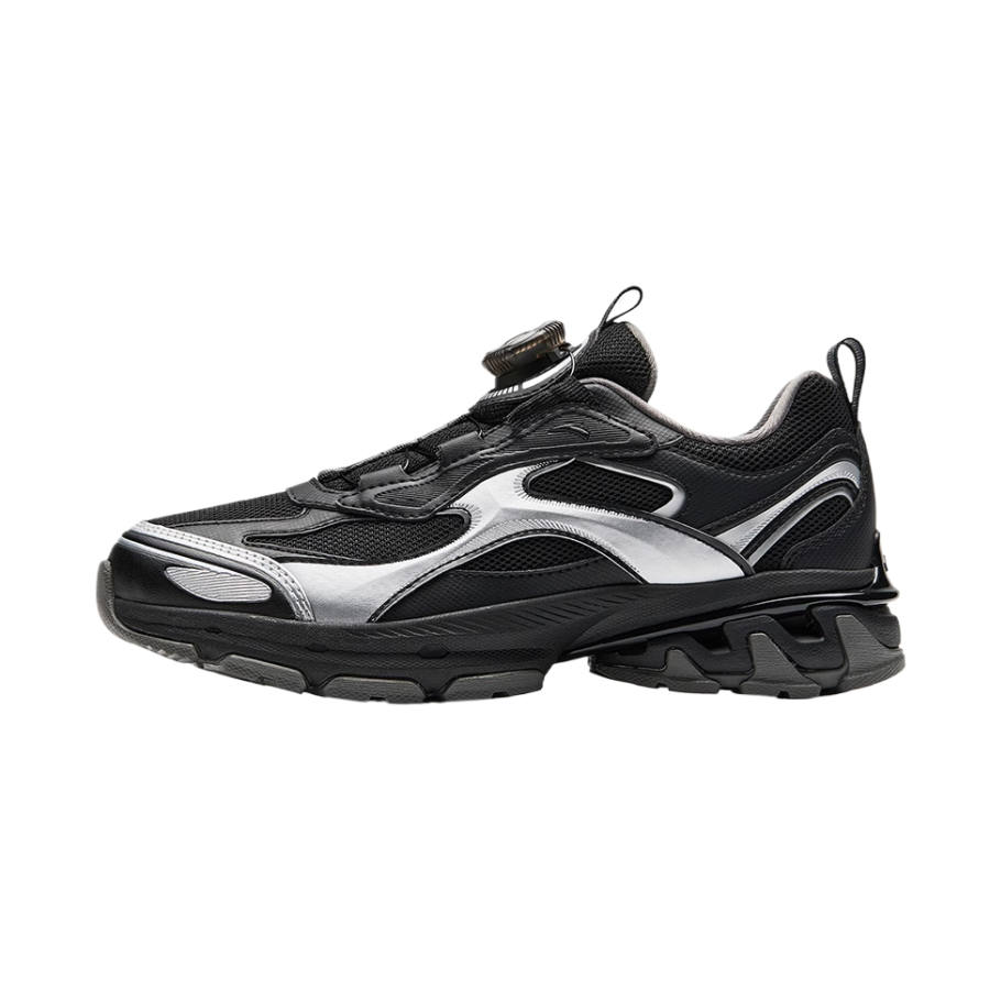 Antakids Synthetic Leather, Textile Low top Casual Shoes Black Silver Teenagers