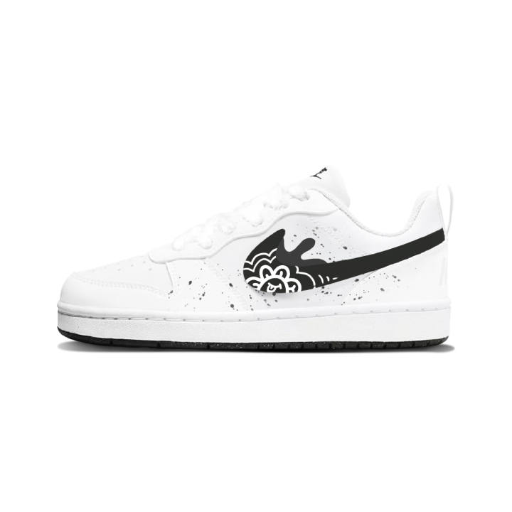 Nike Nike Court Borough Cloud Pattern Ink Splatter Synthetic Leather Slip Resistant Cushioning Abrasion Resistant