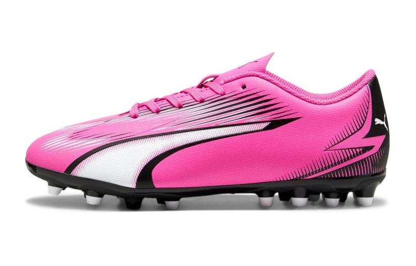 PUMA Ultra Play MG Jr Comfortable Breathable Balance Support Low top Kids' Soccer Shoes Pink Black White Kids'