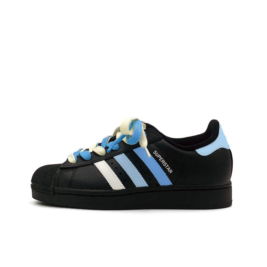 Adidas Originals Superstar 2 Clear Blue Melody Leather Abrasion Resistant Low top Kids' Skateboarding Shoes Blue