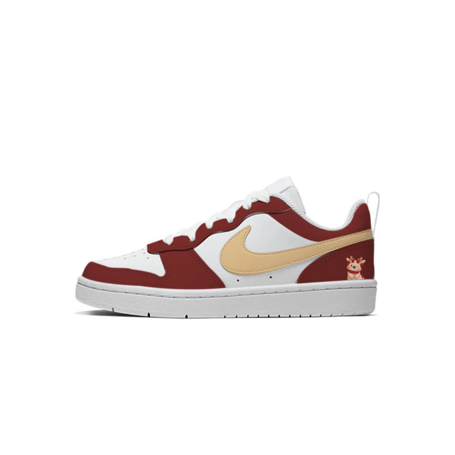 Nike Nike Court Borough Little Elk Synthetic Leather Low top Kids' Skateboarding Shoes Red Teenagers